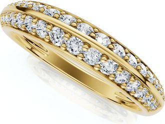 Pompeii3 F/VS.39Ct Double Row Pave Diamond Wedding Ring 14k Gold Lab Grown