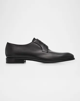 Ferragamo Men & apos;s Stefano Almond-Toe Leather Derby Shoes