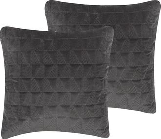 Beliani Beliani - Conjunto De 2 Cojines De Algod&oacute;n Gris 45 X 45 Cm Sala De Estar Dormitorio Moderno Lalam