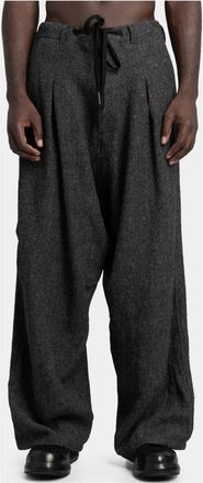 Andrea Ya'aqov Broeken, Heren, Grijs, S, Wol, Gedrapeerde wijde broek van wolmix