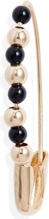Loren Stewart Friendship Onyx & 14K Gold Safety Pin Earring in Yellow Gold/Black Onyx at Nordstrom