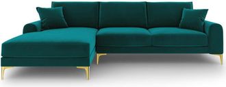 BLOOMINGLOFT Design Ecksofa Madara mit Samtbezug - Petrol