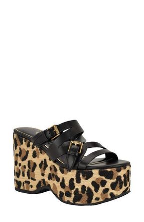 Guess Nailah Platform Wedge Sandal in Black at Nordstrom, Size 5.5