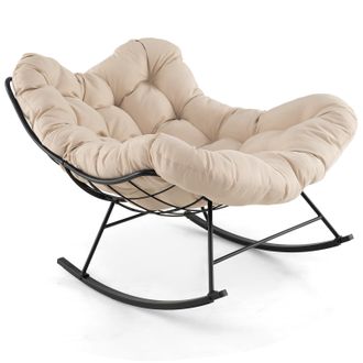Costway Costway Sedia A Dondolo, Poltrona Relax Ergonomica, Poltrona Sovradimensionato Con Cuscino Imbottito, Sedia A Uovo Con Struttura Metallica, Per Soggio