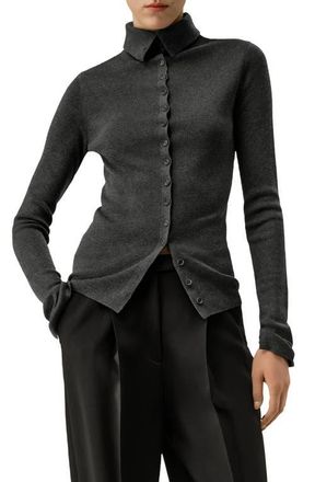 LilySilk Womens Slim Fit Silk Cashmere Sweater in Thunder at Nordstrom, Size Medium