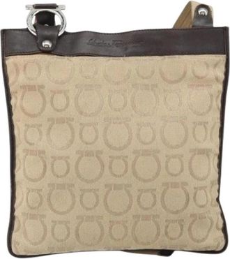 Ferragamo Pre-owned Canvas Schoudertas - Dames - Vintage Schoudertas - Beige - ONE Size - Vintage