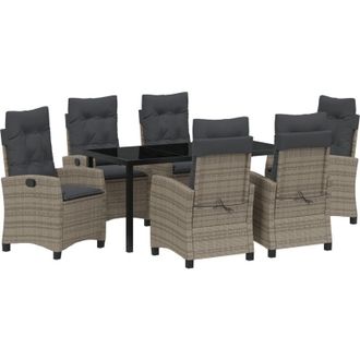 vidaXL Conjunto De Comedor De Jard&iacute;n 7 Pcs Gris Rat&aacute;n Sint&eacute;tico Vidaxl