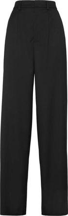 Philipp Plein Tailored Long Broeken - Dames - Wijde Broeken - Zwart - S - Wol - Broeken