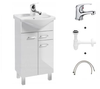 OEM Conjunto De Ba&ntilde;o: Mueble Con Lavabo 50 Blanco Con Grifer&iacute;a Y Sif&oacute;n Mea
