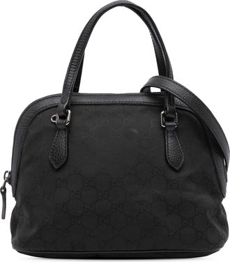 Gucci Pre-owned Womens Monogrammed Handbag W Leather - Black Textile - One Size