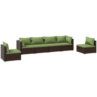 vidaXL 6 Pcs Garden Lounge Set Con Coj&iacute;n Mimbre Pe Brown