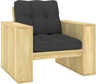 vidaXL Silla De Jard&iacute;n Y Cojines Gris Antracita Madera Pino Impregnada Vidaxl