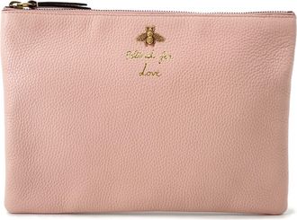 Gucci Brown Pink Leather Clutch Bag (Pre-Owned)