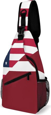 Generic U.S. And Latvia Flag Mens Crossbody Chest Sling Bag for Travel Hiking Lightweight Shoulder Bags with Small Side
