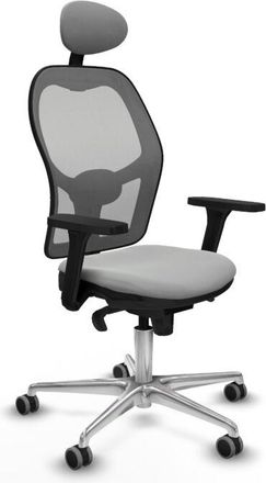 Piqueras y Crespo Jorquera Sincro Malla Gris Similpiel Gris Claro Brazos 3d Base Aluminio Cabecero Fijo Ruedas 65mm Engomada