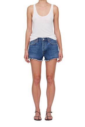 A Gold E Parker Short With Slit In Caution