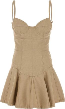 Dsquared2 Beige Sweetheart Neck Denim Mini Dress