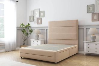 Sloomy Monaco Plush Divan Base 2 Drawers -26 Headboard & 12 Footboard in Stone | Size: Single