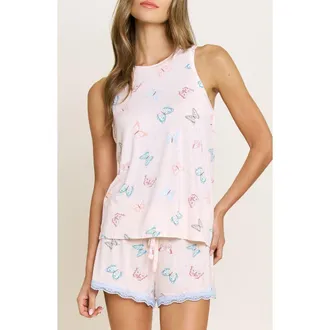 Honeydew Intimates Intimates All American Shortie Pajamas in Powdery Peach Butterflies at Nordstrom, Size X-Small