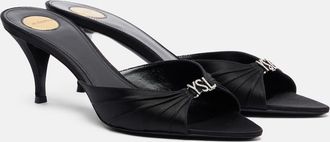 Saint Laurent Jerry 60 embellished cr&ecirc;pe satin mules