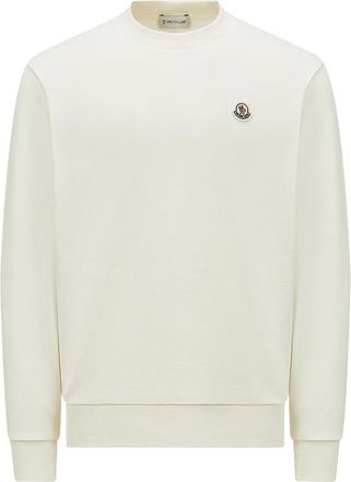 Moncler Moncler Logo Patch Cotton Sweatshirt, Men, White, Size: 4xl