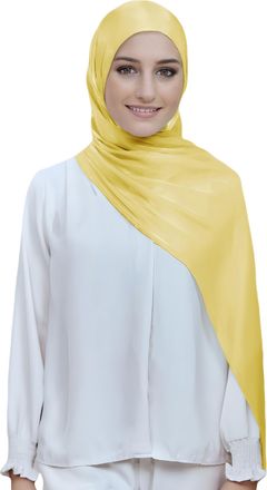 Lina & Lily Sheen Shimmer Womens Crepe Scarf Shawl Wrap Head Hijab Lightweight (Lemon Yellow)