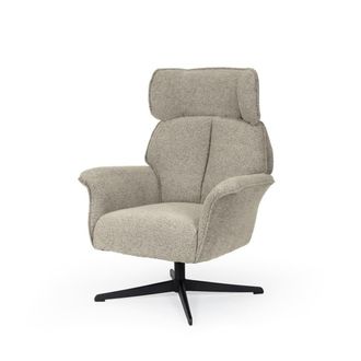 Koketto Home Butaca giratoria con reposabrazos en taupe y patas de metal en negro