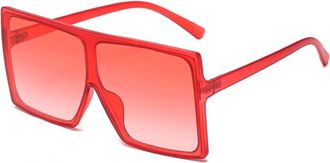 Generic Mens Large Frame Square Sunglasses Womens Sports Outdoor Driving Sun Glasses(Red)