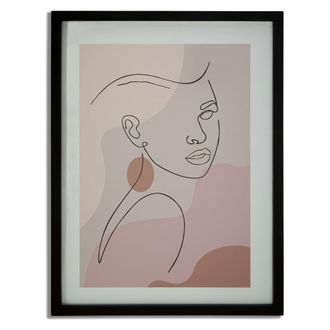 Dmora Cuadro Silvo, Estructura De Vidrio Y Madera Noble, Color Verde, 35x47h Cm Rosa