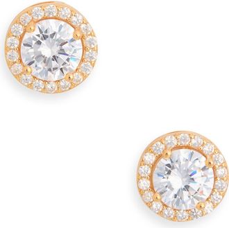 Nordstrom Rack CZ Pav&eacute; Button Stud Earrings in Clear- Gold at Nordstrom Rack