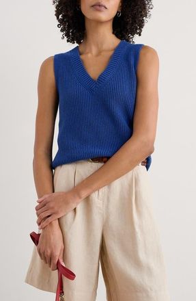 Seasalt Cornwall Lookout Point Sweater Vest in Knit Melange Bright Marine at Nordstrom, Size 14 Us