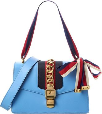 Gucci Blue Calf Leather Sylvie Shoulder Bag (Authentic Pre-Loved)