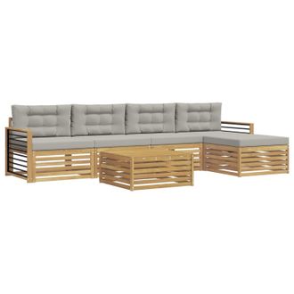 vidaXL Conjunto De Sof&aacute;s De Exterior 7 Pcs Blanco Y Gris Claro Vidaxl
