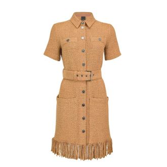 Pinko Dawson Jurk - Dames - Shirt Kleedjes - Bruin - S - Tweed - Kleedjes