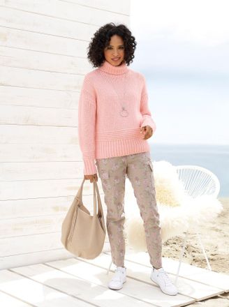 Heine Strickpullover HEINE Pullover, Damen, Gr. 34, rosa (altrosa), 46% Polyester, 25% Viskose, 16% Polyamid, 13% Wolle, unifarben, Pullover Strickpullover