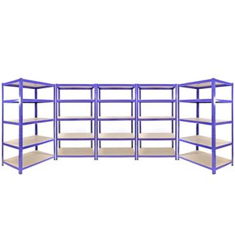 MonsterShop 3 x Q-Rax Racking Blue 90 x 50 x 180cm + 2 x Racking Blue 120 x 50 x | Size: 90 x 50 x 180 cm