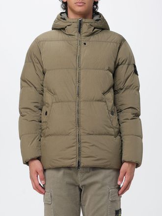 Stone Island Piumino in nylon impermeabile con cappuccio e logo Compass