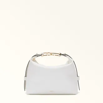 Furla Tonie Shoulder Bag M Talco H White Ares Soft Textured Leather Woman