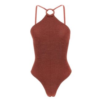 Hunza G Jasmine Swim With Tonal Hoop - female - Hunza G - Swimsuits - Red - ONE SIZE - Swimwear