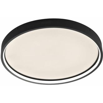 Wofi Leuchten Lampada da soffitto lampada da camera da letto, dimmer a 3 livelli, struttura nera, metallo, tonda, LED 27,5W 2400lm 3000K bianco caldo, PxH 45x4,5cm