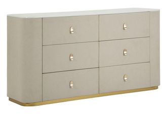 Mauro Ferretti Mueble de tela beige y metal dorado cm 140x45x76
