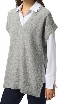 Joseph Ribkoff V-Neck Sequined Sleeveless Tunic Top In Grey