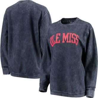 Pressbox Womens Pressbox Navy Ole Miss Rebels Comfy Cord Vintage Wash Basic Arch Pullover Sweatshirt at Nordstrom, Size Xx-Large