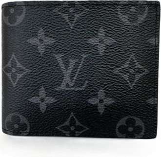Louis Vuitton Monogram Eclipse Black Leather Wallet (Bi-Fold) (Pre-Owned)