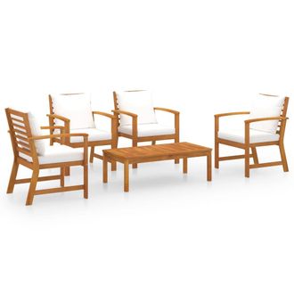 vidaXL Vidaxl - Muebles De Jard&iacute;n 5 Piezas Cojines Madera Maciza De Acacia