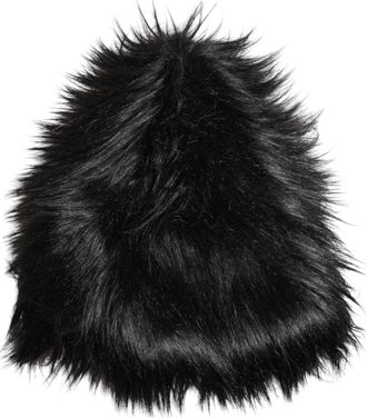 Dolce & Gabbana Black Acrylic Fur Womens Bucket Hat Polyester Modacrylic