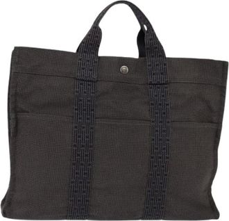 Herm&egrave;s Pre-owned Tote Bags, female, Gray, Size: ONE SIZE Pre-owned Vintage Canvas Tote Bag