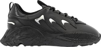 Roberto Cavalli Mens V1PER Black Calf Leather Sneakers, Brand Size 39 ( US Size 6 )