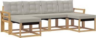 vidaXL Conjunto De Sof&aacute;s De Exterior 6 Uds. Blanco Y Gris Claro Vidaxl