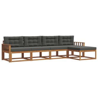 vidaXL Conjunto De Sof&aacute;s De Exterior 5 Pcs Natural Y Antracita Vidaxl